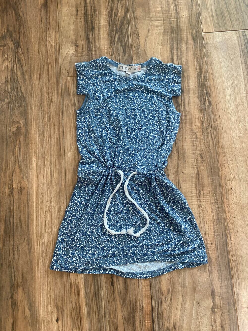 Minymo Danish  Scandinavian Floral Blue Bamboo Dress SZ 116 5-6y